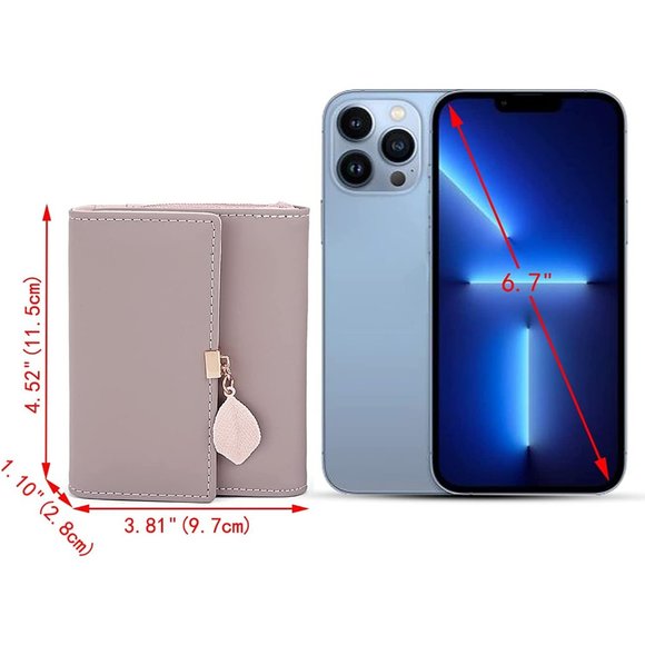 Wallet for Girl Leather Vegan RFID Leaf Pendant Card Holder Checkbook Organizer - Picture 6 of 7